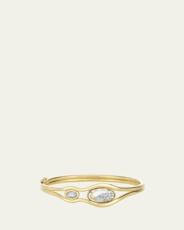 18K Yellow Gold Rastro Bangle Bracelet with Diamonds and Kaleidoscope Shaker
